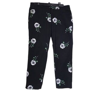Banana Republic Sloan Floral Print Petit Stretch Flat Front Pants Pockets Slim